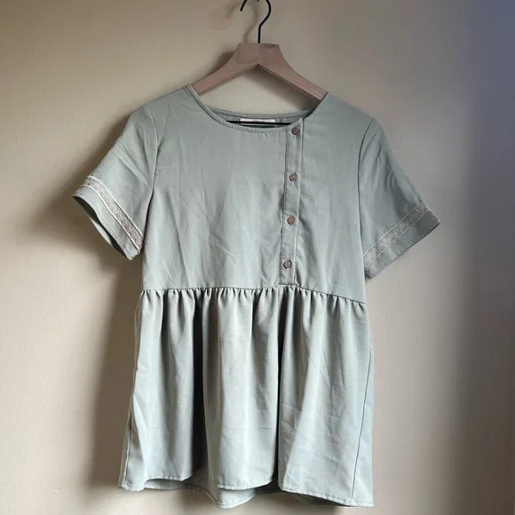 Sage Green Babydoll Top - Picture 2 of 3